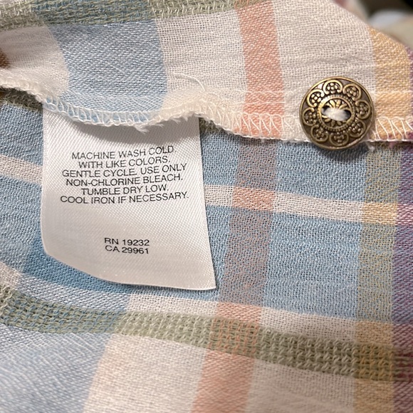 Alfred Dunner Plaid Antique Button 3/4 Long Sleeve Size 14 Petite - Picture 9 of 9